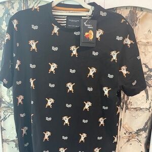 Men's "Dad" Denim & Flower Black T-Shirt Size M